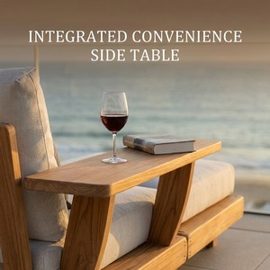 Canapé modulaire en teck massif résistant aux intempéries, en forme <span class=keywords><strong>de</strong></span> L, avec coussins extra profonds, chaise longue, table basse, terrasse, villa - Product Image 5