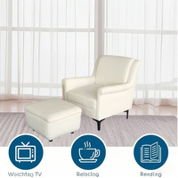 Sans moderne blanc canapé simple fauteuil repose-pieds durables grande taille jambes en métal coussin doux pour salon chambre chaise d'appoint