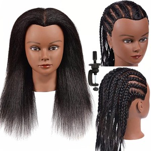 Testa di manichino 100% capelli veri per la cosmetologia manichino 14 pollici testa di bambola parrucchiere pratica di formazione parrucchiere - Product Image 1