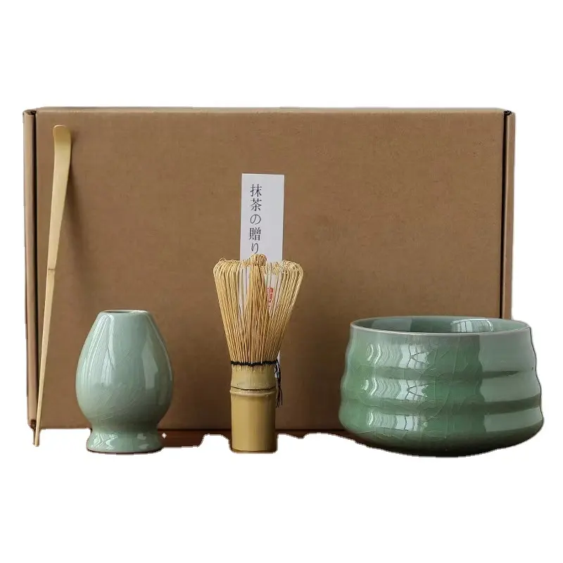 Kotak hadiah tradisional Jepang mangkuk tempat pembakaran kocokan bambu pemegang Jepang Chasen Matcha upacara alat Kit Matcha Set aksesoris teh