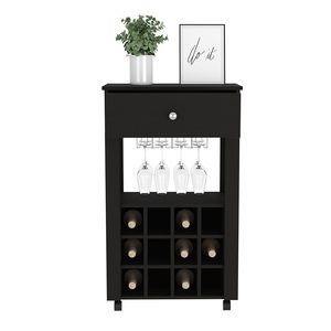 Carrito De Bar DB Bañamon, Twelve Wine Cubbies, Cuatro Patas, Acabado Wengue Negro - Product Image 3