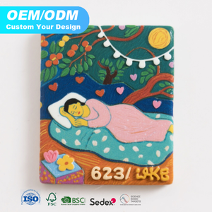 מותאם אישית רטרו סגנונות 3d העולם ציורים מפורסמים שרף מקרר מגנט - Product Image 6