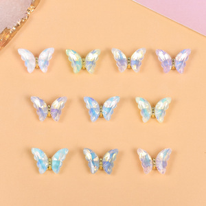 Décorations 3D en métal pour ongles, papillons irisés en strass et cristaux, accessoires de bijouterie DIY, lot en vrac - Product Image 3