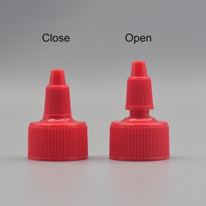 Tapas de botella de champú de plástico de 24mm y 28mm 24/410 28/410, tapa superior torcida acanalada roja, tapa cuentagotas de boquilla larga de <span class=keywords><strong>boca</strong></span> puntual - Product Image 5