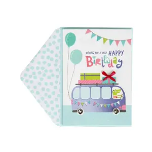 高品质祝贺可爱的孩子生日贺卡，Holo Foil 定制印刷贺卡