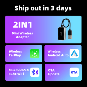 EKIY con cable a <span class=keywords><strong>Carpay</strong></span> inalámbrico Mini adaptador Bluetooth para Radio de coche con caja de Carplay con cable Carplay inalámbrico Android Auto AI Box - Product Image 2
