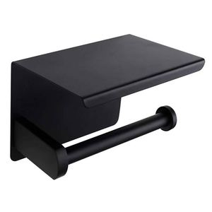 Porte-papier toilette et porte-serviettes mural en acier inoxydable noir brillant pour salle de bain, style hôtel moderne - Product Image 1