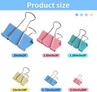 Clips de reliure en métal 1,25 pouce (32 mm) assortis, lot de 24 pièces, fournitures scolaires et de bureau (multicolores)