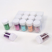 Polvo de purpurina de colores surtidos en botella mezcladora prellenada de fábrica, material para manualidades DIY, para moldeo de epoxi, fabricación de slime y adornos festivos