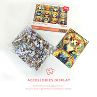 Puzzle en papier de 1000 pièces pour adultes, motif chat en vitrail, jeu éducatif DIY, coffret cadeau familial de haute qualité