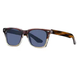 2024 Polarized Transparent Rectangle Square Metal Trim Decoration Sunglasses Wood Grain Sunglasses for Men Women