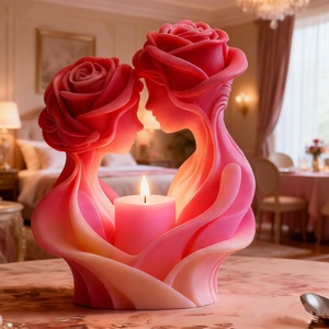 Rose-Shaped Couple Candle <b>Mold</b> Silicone DIY Craft Valentine'S Day Decoration Transparent White Customizable Shape - Product Image 1