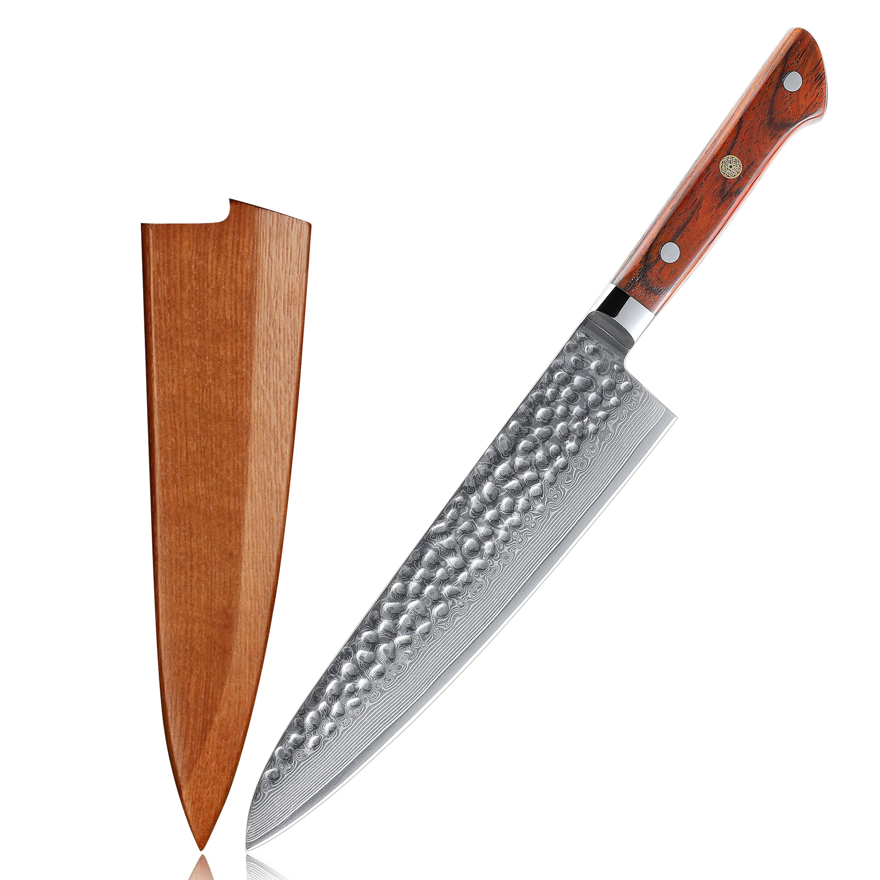 Yüksek kaliteli çekiç vg 10 şef bıçağı şam çelik mutfak japon şef bıçağı