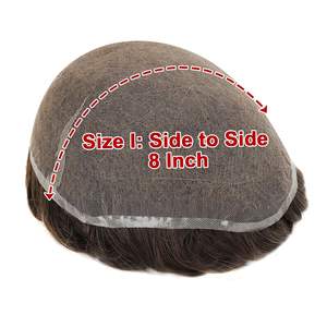 Topunique para tupé de encaje Hombres Remy Hair Natural Black 20% Grey Straight 24mm Single-anudado Invisible 110% Medium 24mm 8x10 - Product Image 5