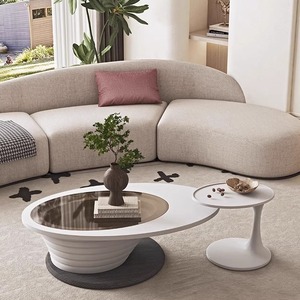 Ovale glazen salontafel, kleine huiskamer, modern, creatief, luxe, romige stijl, 2026 nieuwe theetafel - Product Image 1