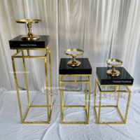 Cadre en acier inoxydable, support de chandelle de table à gâteau doré pour la décoration de mariage