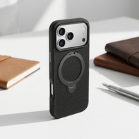 360 °   Étui de téléphone magnétique avec béquille rotative pour iPhone 18 Pro, coque en TPU+PC avec dos en tissu sergé, protection antichoc