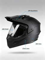 Casque de moto tout-terrain, coque en ABS, visière transparente, casque intégral