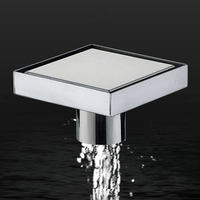 Siphon de sol carré en acier inoxydable SUS304 de 4 pouces avec grille invisible à insert de carrelage, finition brossée, pour salle de bain