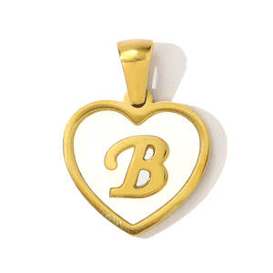 Français Coeur Shell Capital Lettre Initiale En Acier Inoxydable DIY Collier Pendentif pour Femmes A-Z Alphabet Anglais Symbole Chrétien - Product Image 6