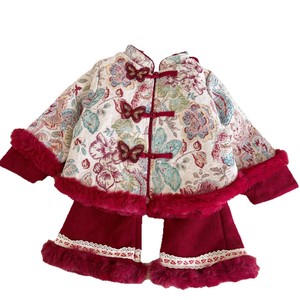 Traditional Chinese Baby Girls Two Piece Set Thickening New Year Outfit With Label And Tags - Product Image 5