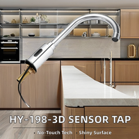 Robinet à capteur automatique à pont unique HY-198-3D intelligent Design contemporain Robinet d'eau sans contact sans contact sans contact pour robinet de cuisine et de salle de bain