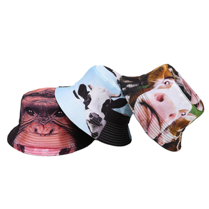 Sombreros de Pescador Unisex para Todas las Estaciones, Casuales, Reversibles, Resistentes al Viento, con Botones, de Algodón y Poliéster, con Estampado Digital de Animales - Product Image 1