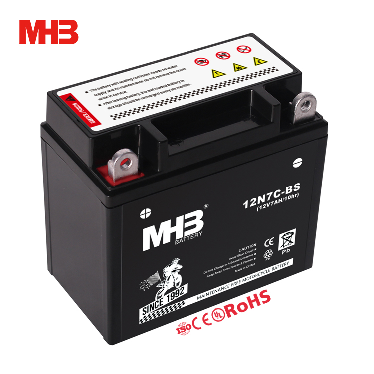 Mhb 12N7C 12 В 7Ah герметичный свинцово-кислотный аккумулятор для мотоцикла, не требует обслуживания, автомобильные аккумуляторы, свинцово-кислотный аккумулятор