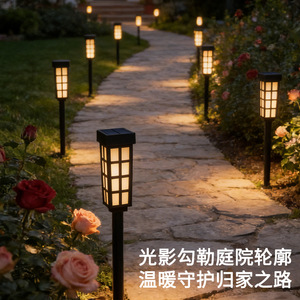 Solar Garden <b>Lights</b> Outdoor Waterproof Glass <b>Plug</b>-<b>In</b> <b>LED</b> Pathway Lighting For Yard Patio Lawn Decor - Product Image 1