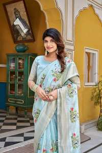 Nouveau festival indien Saree avec broderie lourde et matériau en soie Cristtal Zecard Bodar Style traditionnel pour une tenue quotidienne de fête - Product Image 5