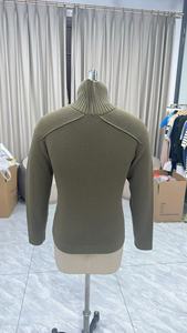 Olive Green Turtleneck Sweater Men Chest Pocket Detail Military Style Ribbed Knit <strong>Pullover</strong> - Product Image 5