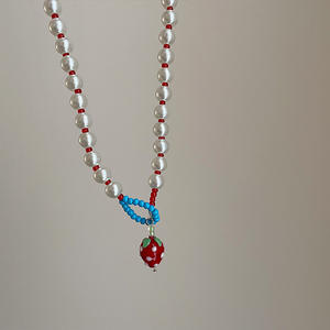 สร้อยคอมุกเทียมรูปสตรอเบอรี่หวานสร้อยคอแฟชั่นสำหรับผู้หญิงเครื่องประดับประจำวัน - Product Image 5