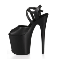 Sandales d'été sexy en PVC pour pole dance, talon haut de 20 cm, bout ouvert, bride de cheville en dentelle, semelle épaisse, légères, logo personnalisé