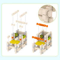 Juego de Bloques de Construcción de Madera Montessori de 6 Temas, Cabaña de Madera, Juguete Educativo Temprano para Niños, Modelo de Casa para Armar a Mano