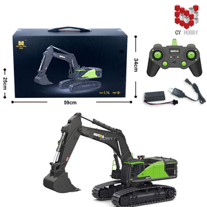 Jouets d'excavatrice RC en alliage HUINA1593, modèle d'excavatrice télécommandée 2.4G 1/14 22 canaux, pelle mécanique en métal, camion <span class=keywords><strong>de</strong></span> construction RC, jouets Juguete - Product Image 2