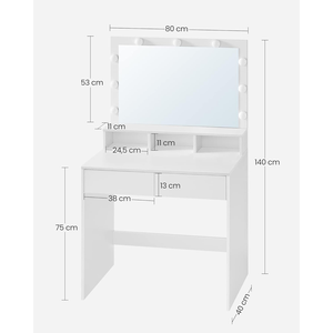 Table de <span class=keywords><strong>maquillage</strong></span> moderne minimaliste en bois d'ingénierie avec miroir LED éclairé pour chambre à coucher - Product Image 4