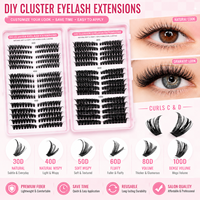 Ekstensi Bulu Mata Cluster DIY Custom PBT Super Lembut Tebal 0.07mm Pita Hitam Semi Buatan Tangan 30D-100D C D Wispy Volume Private