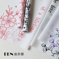 Papier d'emballage jetable en gros, motif 'Mon voisin Totoro' fleurs de cerisier, enduit de PE, imperméable, pour emballage de bouquets