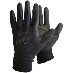 Star Size 8 Guantes de herramienta de torneado de poliéster/poliuretano negro - Product Image 1