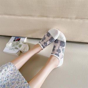 Chaussettes transparentes en coton pour femmes, fines, fraîches et fraîches, antidérapantes, sans spectacle, été, - Product Image 4