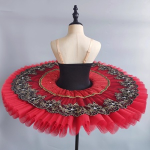 Traje <span class=keywords><strong>de</strong></span> Baile Rojo para Niñas, Vestido Tutú <span class=keywords><strong>de</strong></span> Ballet, Ropa para Actuaciones en Escenario, Tutú <span class=keywords><strong>de</strong></span> Ballet - Product Image 5