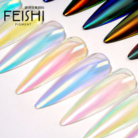 Pigment inorganique populaire de couleur blanc perle de sirène, effet miroir aurora, poudre chromée clair de lune pour l'art des ongles, pigments fins et transparents
