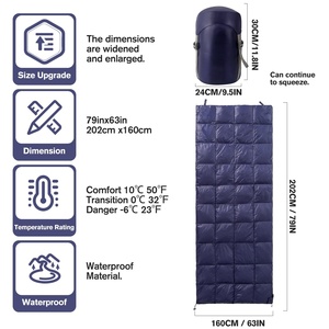 Sac de couchage rectangulaire large en duvet de canard, taille et couleur personnalisées, avec logo, pour le camping familial et les expéditions en <span class=keywords><strong>arctique</strong></span> en voiture - Product Image 2