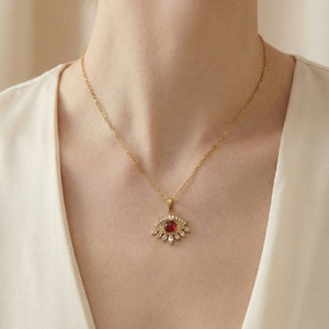 Collar con Ojo <span class=keywords><strong>de</strong></span> Tigre <span class=keywords><strong>para</strong></span> Mujer, Chapado en Oro <span class=keywords><strong>de</strong></span> 18K, Acero Inoxidable, con Circonita Roja, Colgante <span class=keywords><strong>de</strong></span> Protección, Joyería, Regalo, Venta al Por Mayor - Product Image 3