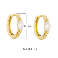 Pendientes de Aro Pequeños Mlluki Jewelry de Plata de Ley 925 con Baño de Oro de 14K, Serie Mini, con Circonitas Cúbicas en Forma de Ojo de Caballo