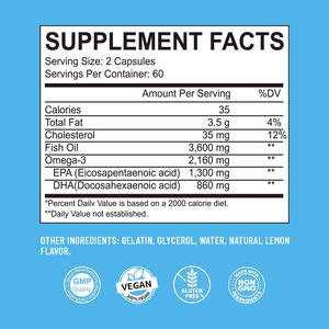 Capsules molles d'huile de poisson Huile de poisson Omega 3 EPA <span class=keywords><strong>DHA</strong></span> 3600mg OEM / ODM Marque privée Huile de poisson - Product Image 5