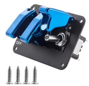 Interrupteur d'allumage universel 12V pour voiture Couverture bleue Surface <span class=keywords><strong>3</strong></span> Gang Panneau d'interrupteur à bascule pour voiture de compétition sportive de course - Product Image 4