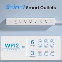 Multiprise intelligente Wi-Fi OEM AU avec charge rapide, interrupteur de contrôle intelligent, prise de bureau avec USB-C PD 20W, prise intelligente