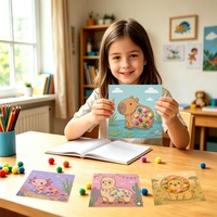 Kit de peinture sur cadre en argile DIY pour enfants, cadeaux d'anniversaire, ensemble d'activités artistiques et artisanales 3D avec pompons, jouet sensoriel