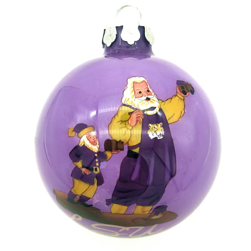 Hanging 80mm 100mm Custom Logo Christmas Ball Hand-painted Colored Old Men Inside Painted Glass Christmas Ball Bauble